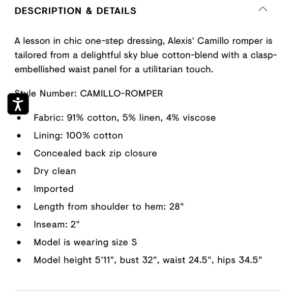 Alexis CAMILLO ROMPER in sky blue new with tag size XS - Picture 6 of 6